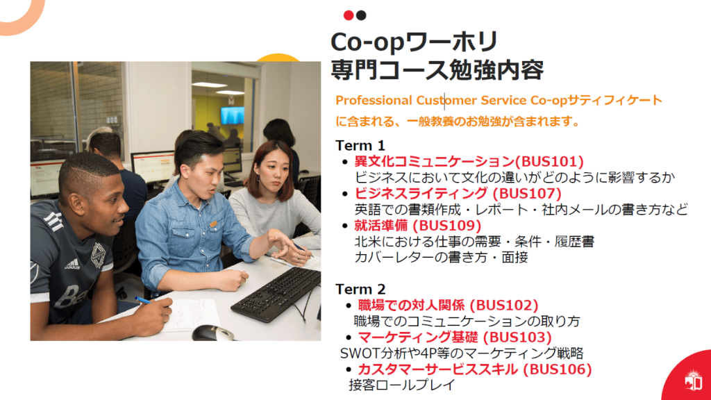 Co-opワーホリ専門コース勉強内容